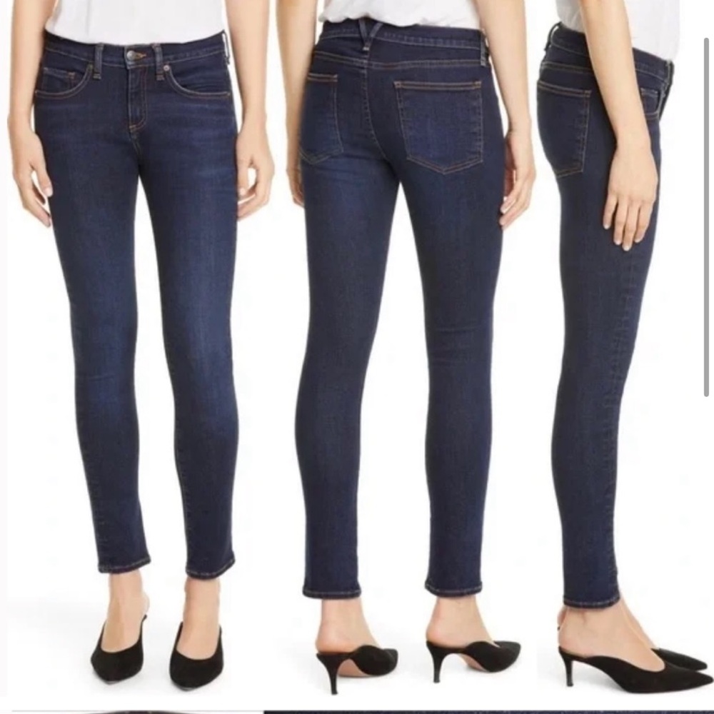 Veronica Beard Brooke Skinny Mid Rise Denim Jean Size 28‎ Dark Wash raw hem - Picture 2 of 14